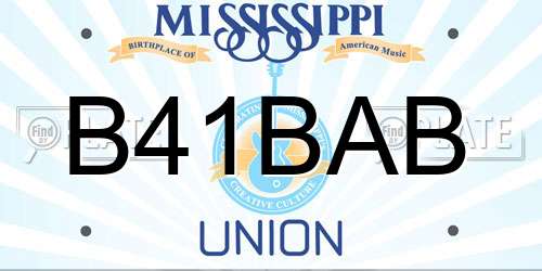 B41BAB Mississippi License Plate