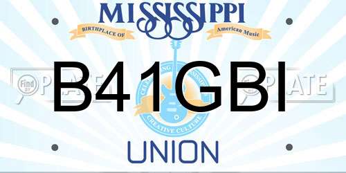 B41GBI Mississippi License Plate