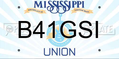 B41GSI Mississippi License Plate