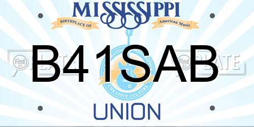 B41SAB Mississippi License Plate
