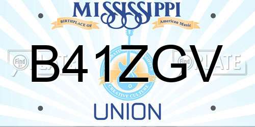 B41ZGV Mississippi License Plate