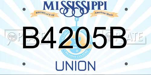 B4205B Mississippi License Plate