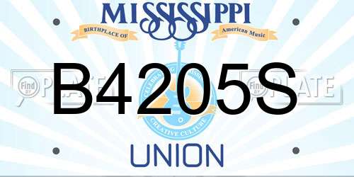 B4205S Mississippi License Plate