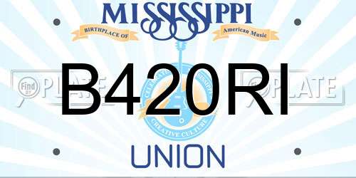 B420RI Mississippi License Plate