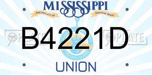 B4221D Mississippi License Plate