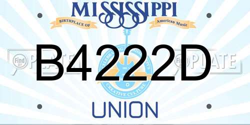 B4222D Mississippi License Plate