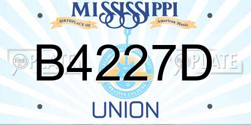 B4227D Mississippi License Plate