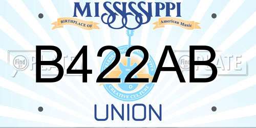 B422AB Mississippi License Plate