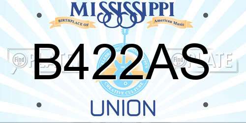B422AS Mississippi License Plate