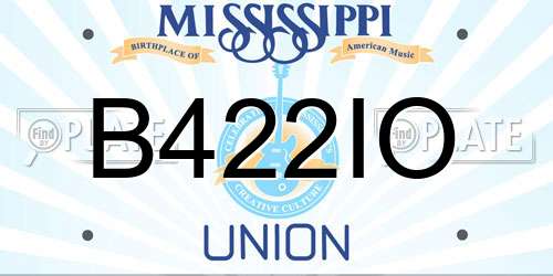 B422IO Mississippi License Plate