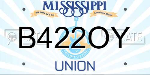 B422OY Mississippi License Plate
