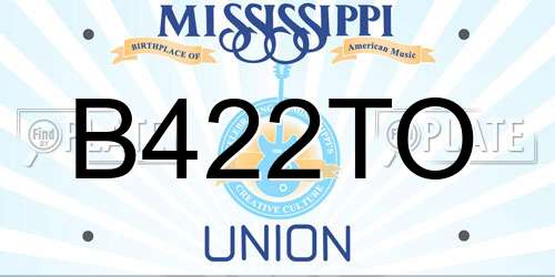 B422TO Mississippi License Plate
