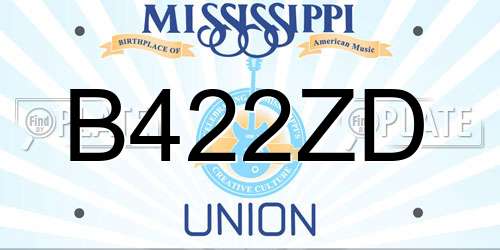 B422ZD Mississippi License Plate