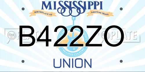 B422ZO Mississippi License Plate