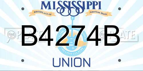 B4274B Mississippi License Plate