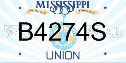 B4274S Mississippi License Plate