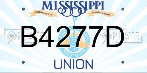 B4277D Mississippi License Plate