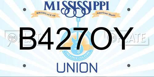 B427OY Mississippi License Plate