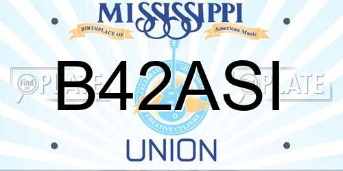 B42ASI Mississippi License Plate