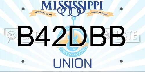 B42DBB Mississippi License Plate