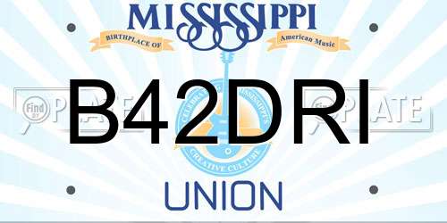 B42DRI Mississippi License Plate