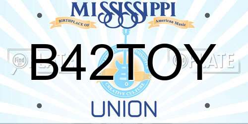 B42TOY Mississippi License Plate