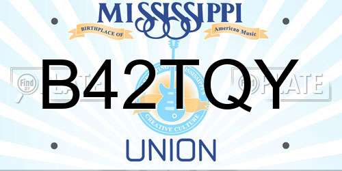 B42TQY Mississippi License Plate