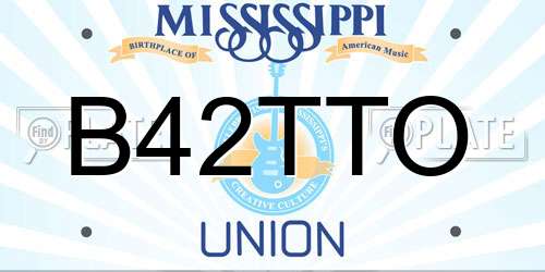 B42TTO Mississippi License Plate