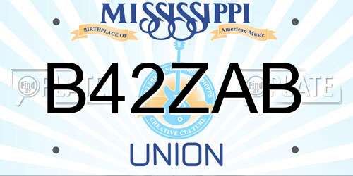 B42ZAB Mississippi License Plate