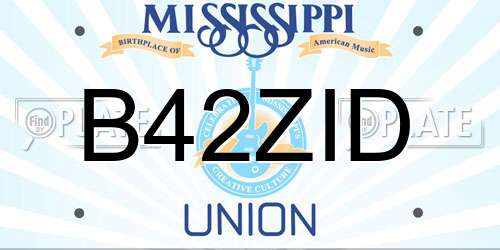 B42ZID Mississippi License Plate