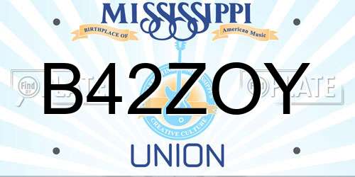 B42ZOY Mississippi License Plate