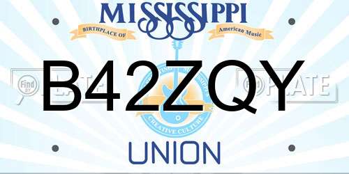B42ZQY Mississippi License Plate