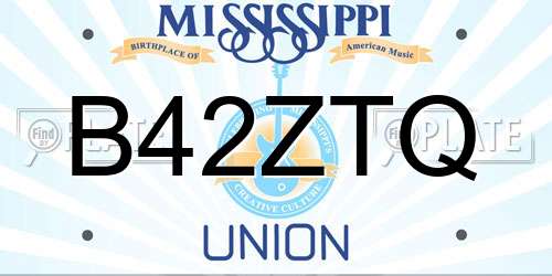 B42ZTQ Mississippi License Plate