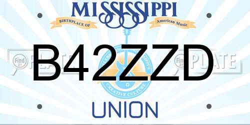 B42ZZD Mississippi License Plate