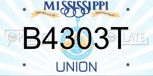 B4303T Mississippi License Plate