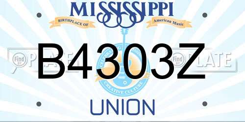 B4303Z Mississippi License Plate