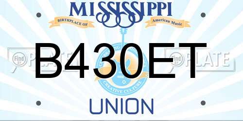 B430ET Mississippi License Plate