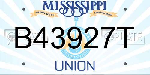 B43927T Mississippi License Plate