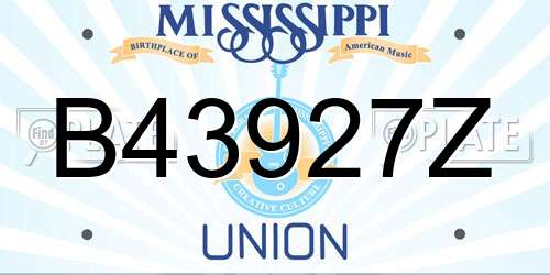 B43927Z Mississippi License Plate