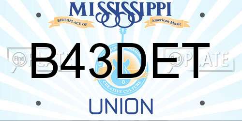 B43DET Mississippi License Plate