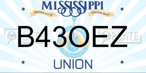 B43OEZ Mississippi License Plate