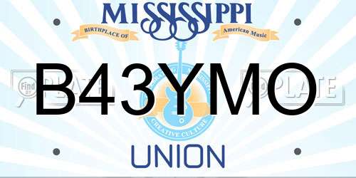 B43YMO Mississippi License Plate