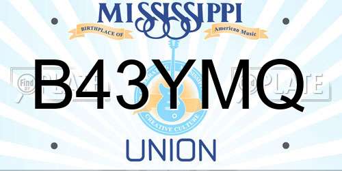 B43YMQ Mississippi License Plate