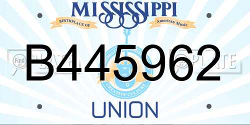 B445962 Mississippi License Plate