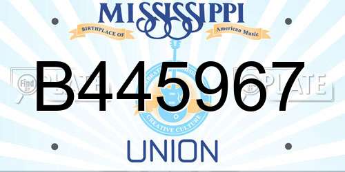 B445967 Mississippi License Plate