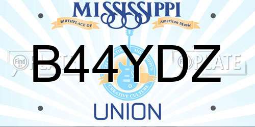 B44YDZ Mississippi License Plate
