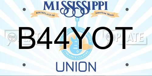 B44YOT Mississippi License Plate