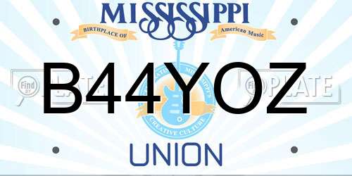 B44YOZ Mississippi License Plate