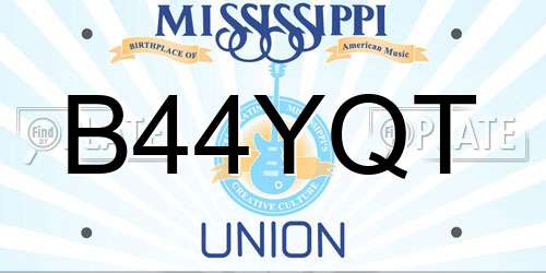 B44YQT Mississippi License Plate