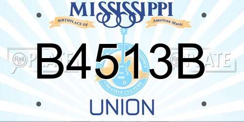 B4513B Mississippi License Plate